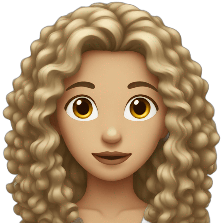 An woman with long curly dark brown hair  emoji