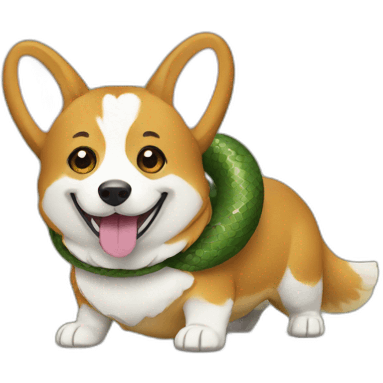 corgi wearing snake costume emoji