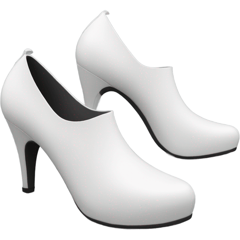 white latex mid heel shoe front and back view emoji