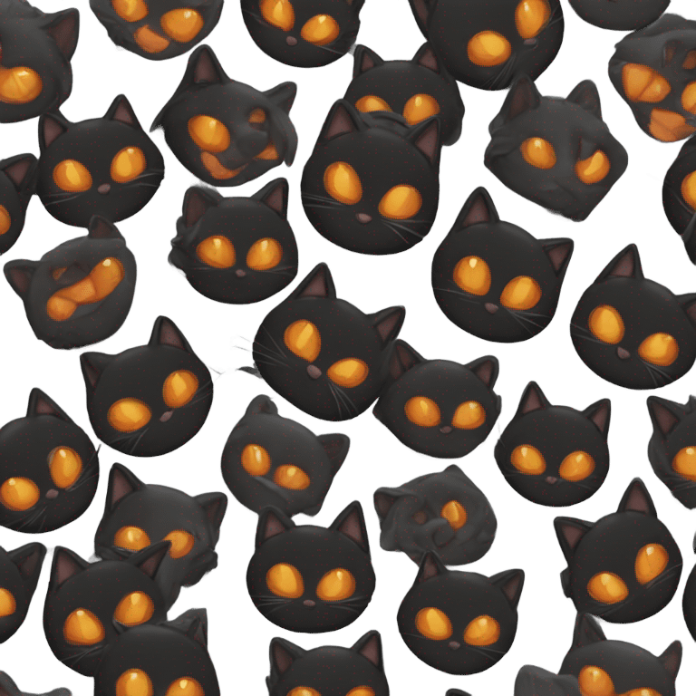 Black cat with an orange beanie emoji