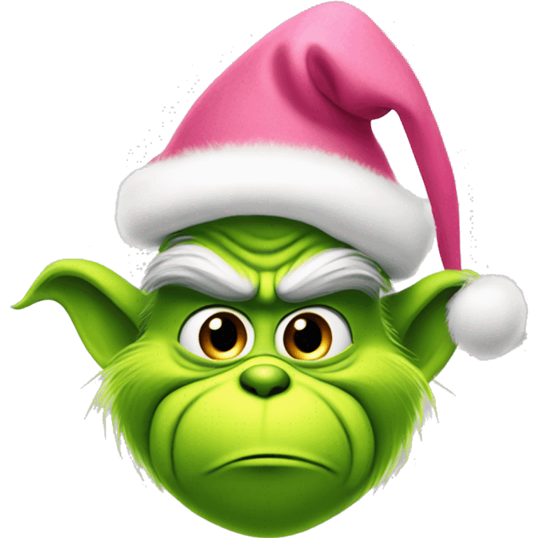 grinch with pink christmas hat emoji