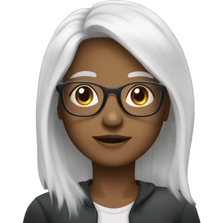 white haired girl with glasses emoji