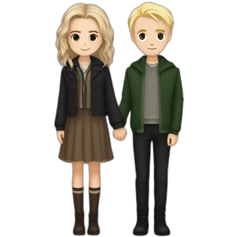 Hermione Granger and Draco Malfoy holding hands emoji