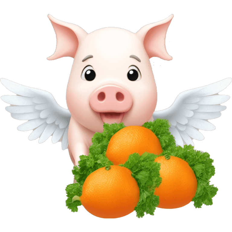 Orange and white quinea pig with wings eating parsley  emoji