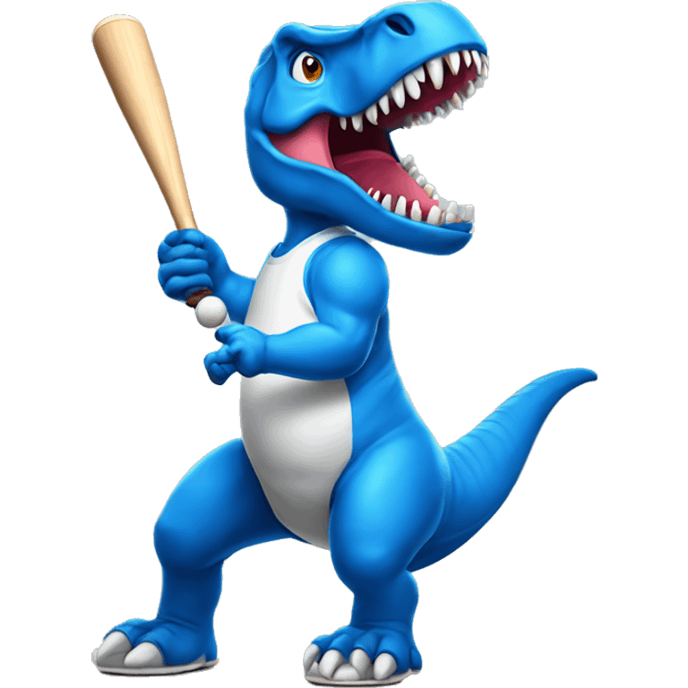 blue t rex playing baseball emoji