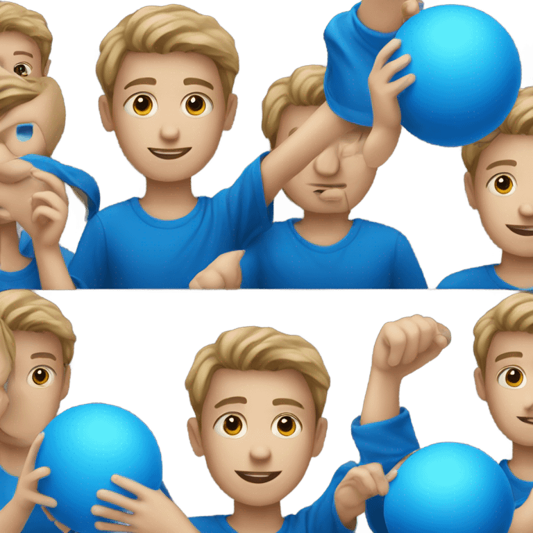 boy holding a blue ball emoji