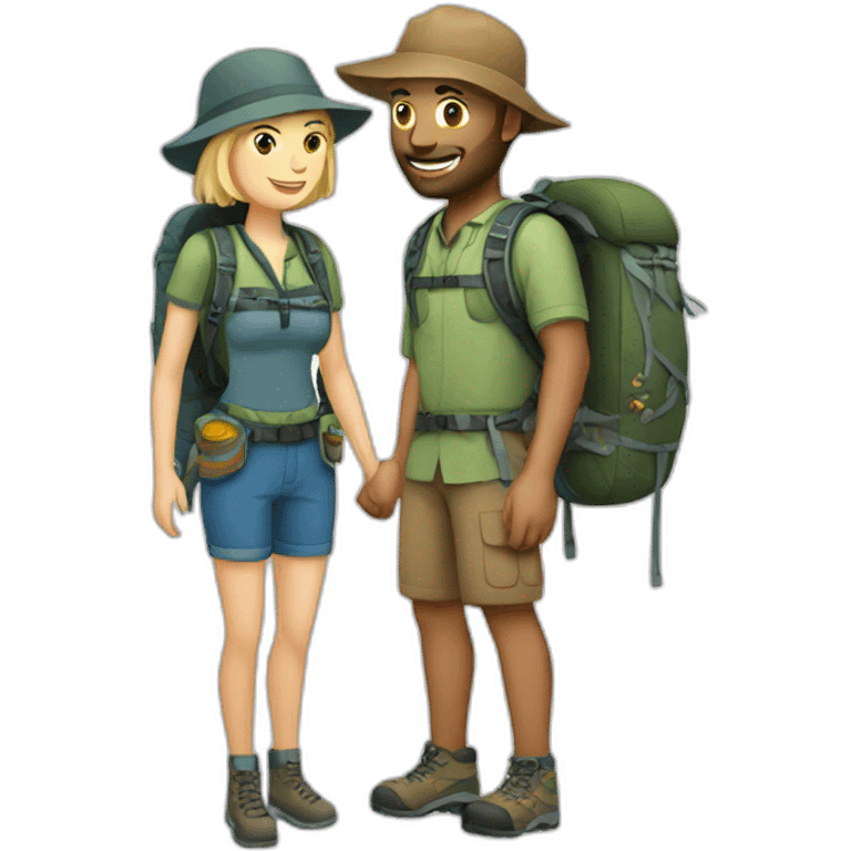 Backpacking white couple emoji