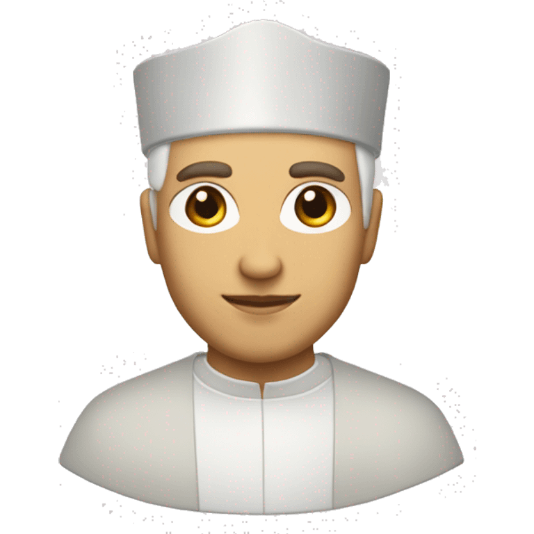 Sacerdoce blanco con pelo blanco y con un baret en la cabeza  emoji