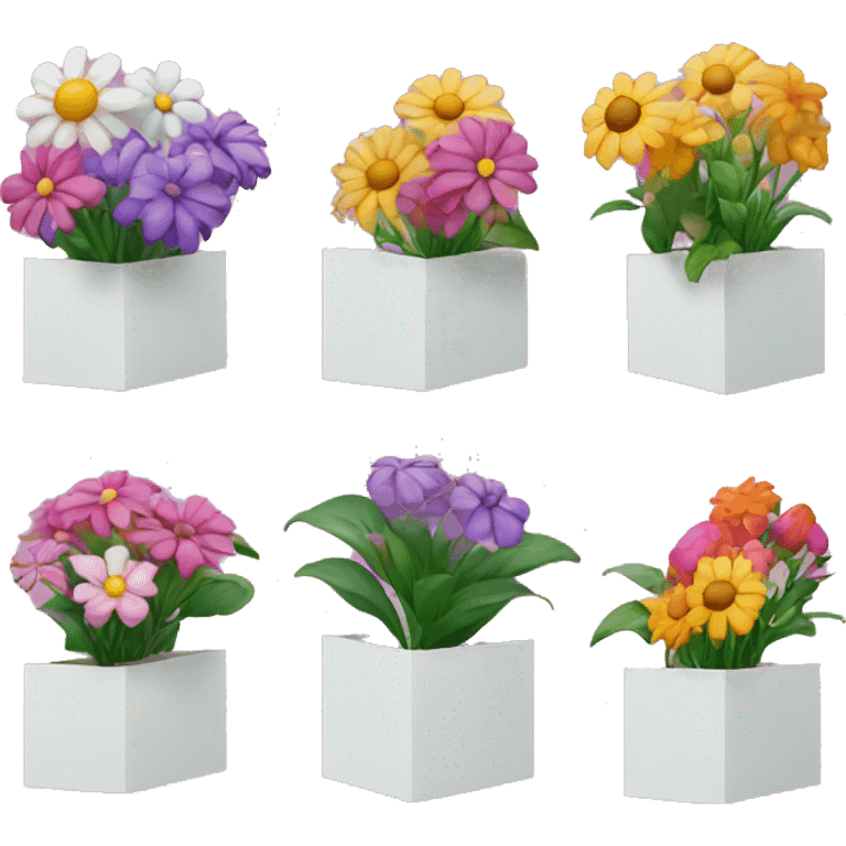 five different flowers in five BIG different boxes emoji