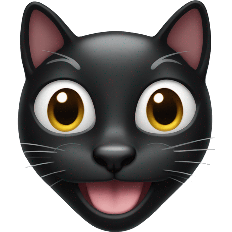 a happy black cat head emoji