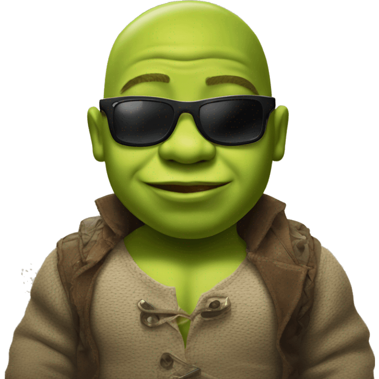 Baby shrek with sunglasses on emoji