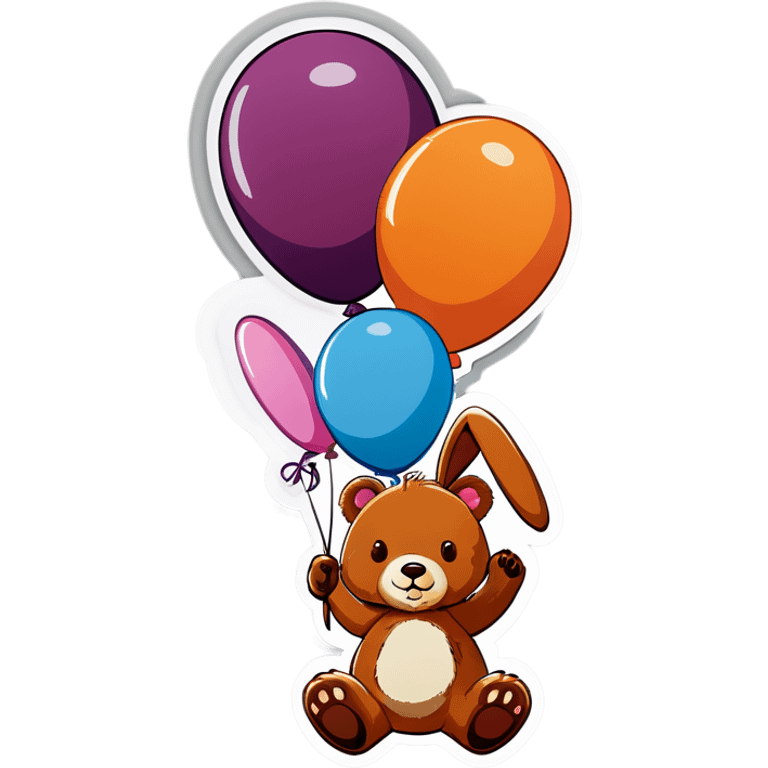 A bear and a bunny balloons emoji