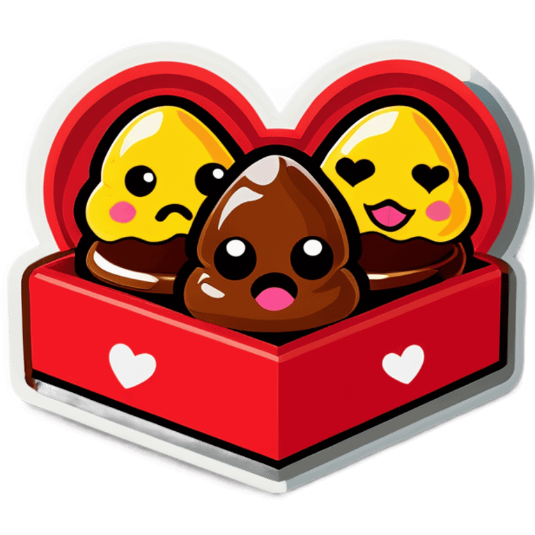 Valentine’s Day heart shaped box of poop emoji chocolates emoji