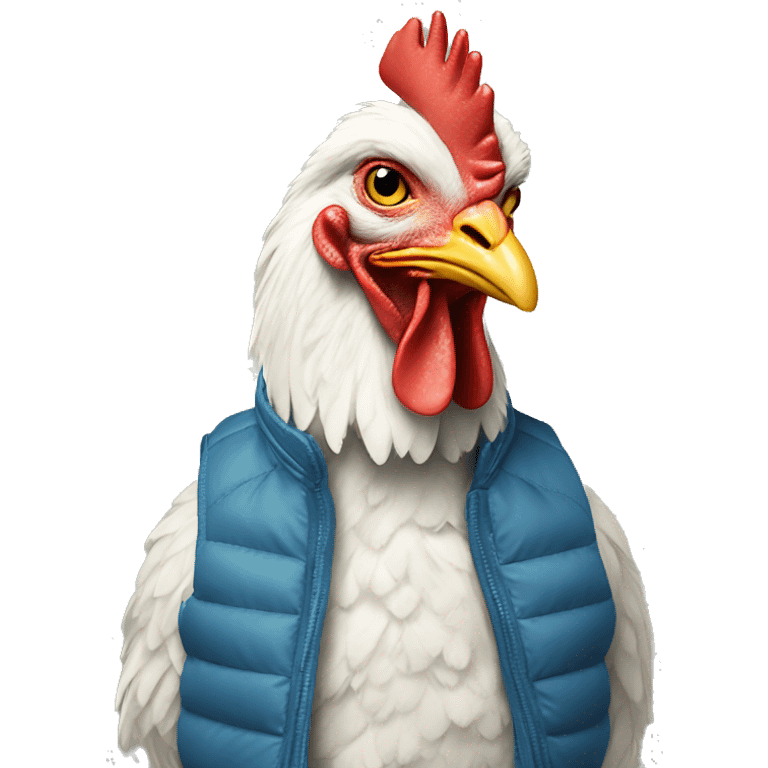 chicken wearing a Patagonia vest  emoji