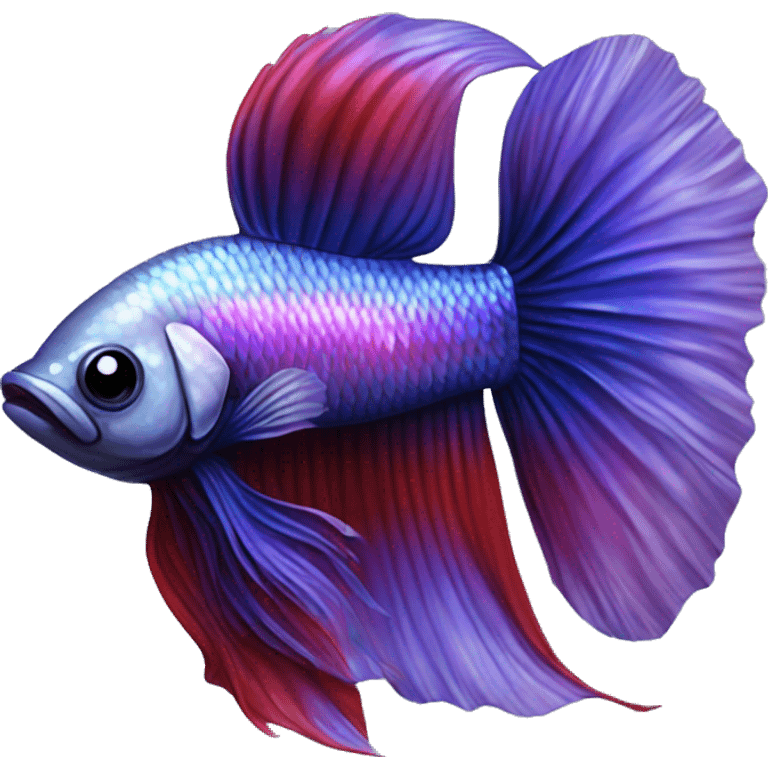 Pretty iridescent long fin betta fish realistic blue purple red emoji