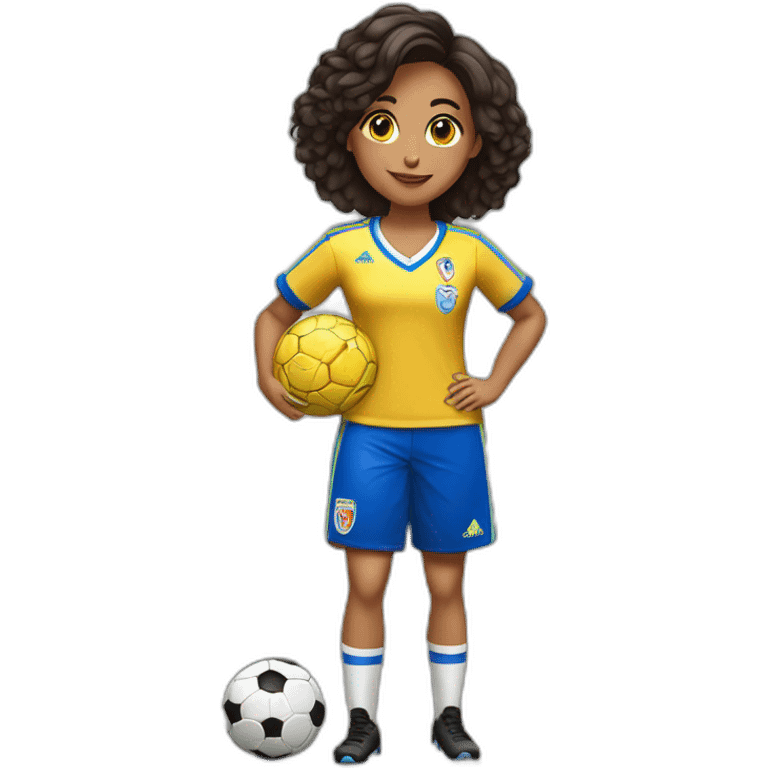 Chica Morena jugando al fútbol emoji