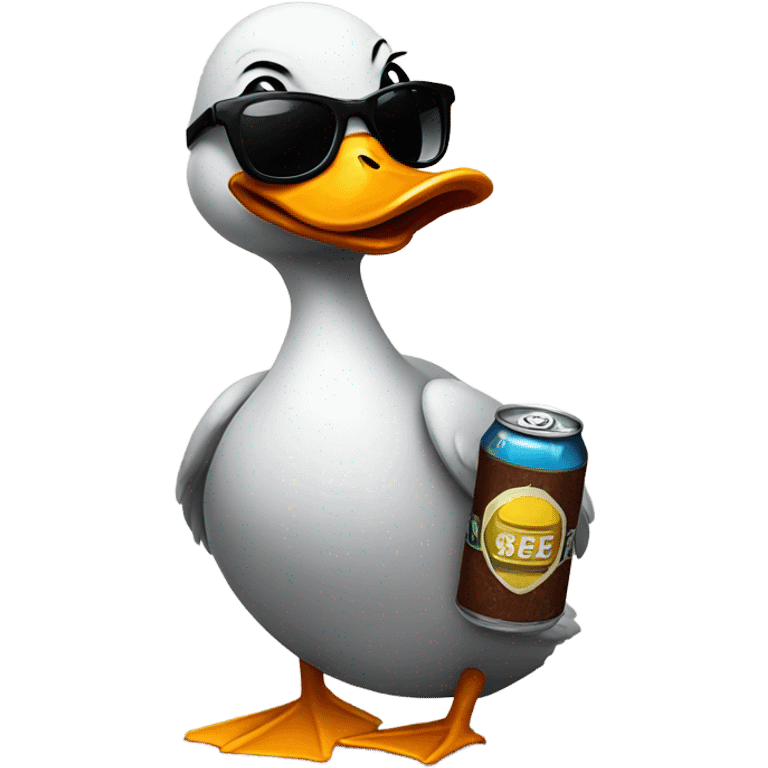 Ducky in shades drinking a beer emoji