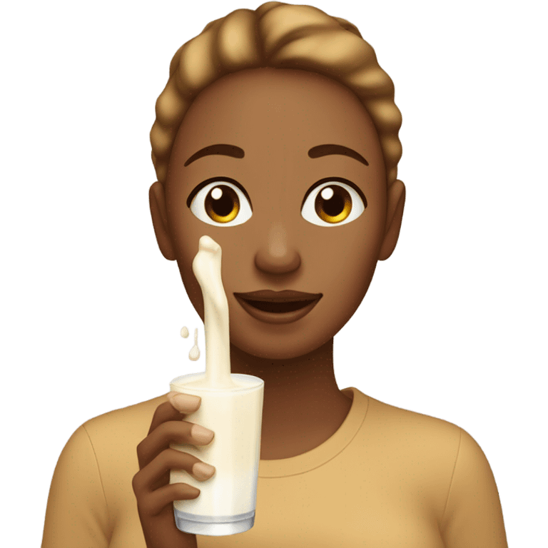 Milk dripping on light brown woman hand emoji