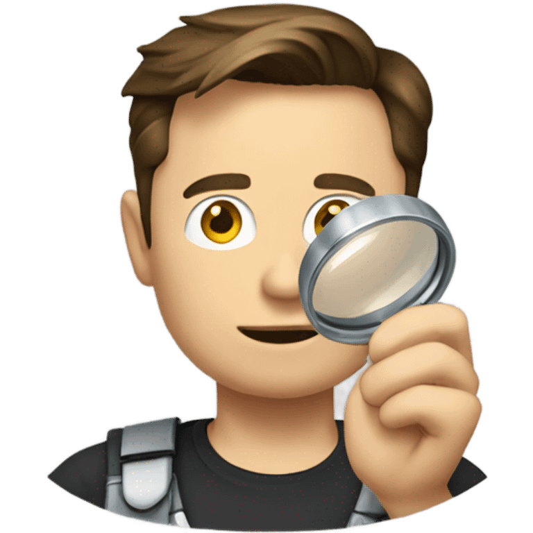 Elon musk holding magnifier emoji