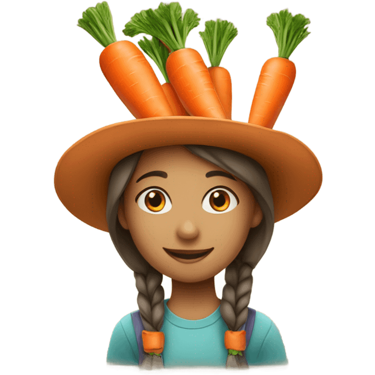 farmer girl in hat carying carrots emoji