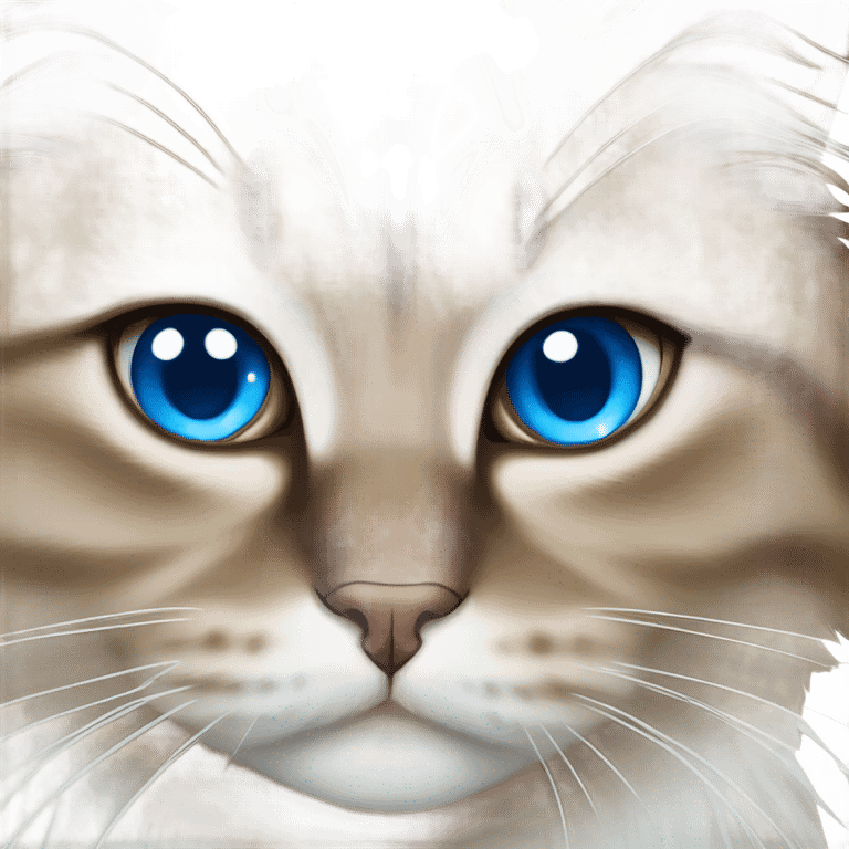 A brown and white Siberian cat with blue eyes  emoji