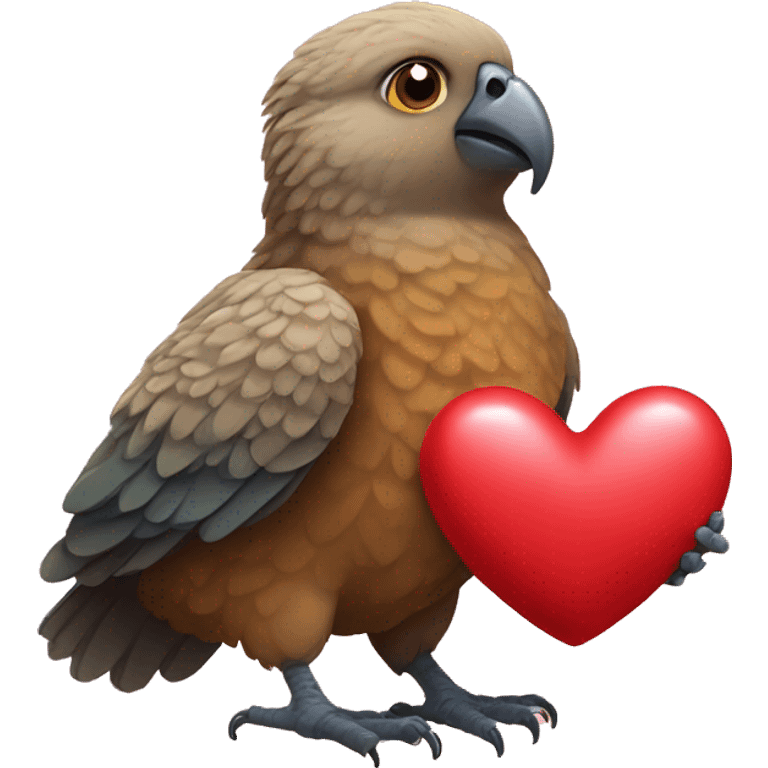 Kea bird holding heart emoji