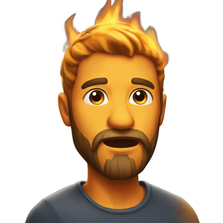 realistic male with beard breathing fire emoji