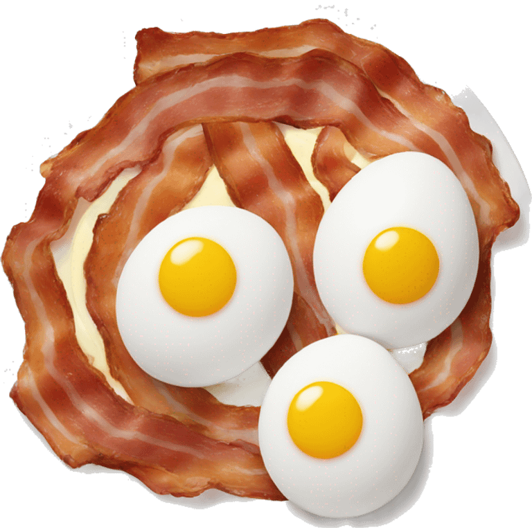 Eggs with bacon and tomatoes on a plate emoji