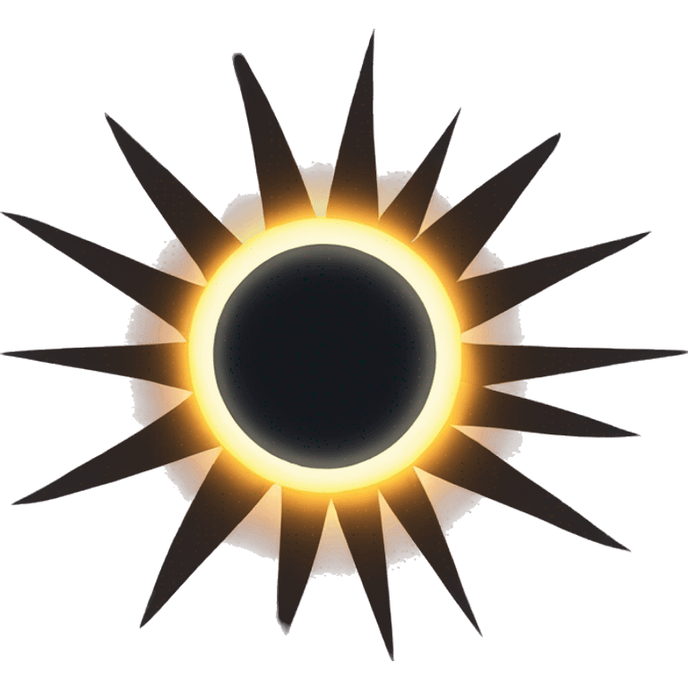 total solar eclipse with rays of the sun showing emoji