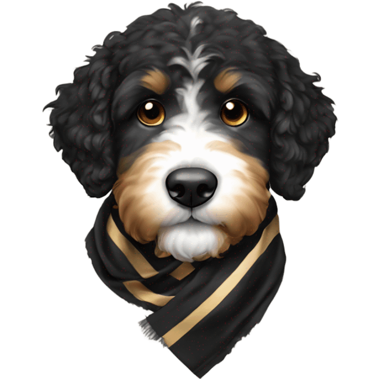 Bernedoodle with purdue scarf emoji