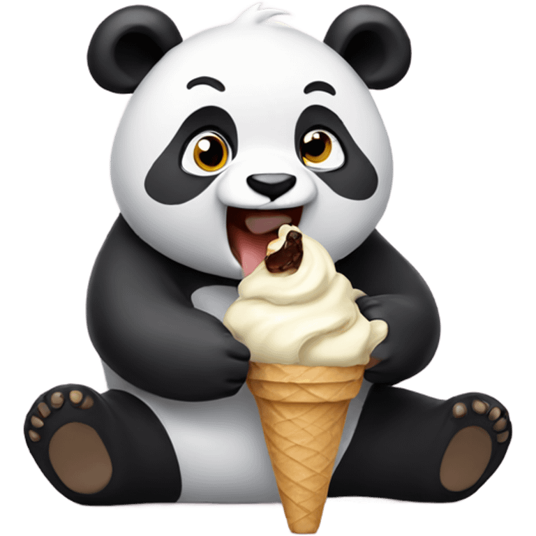 Panda eating ice cream emoji