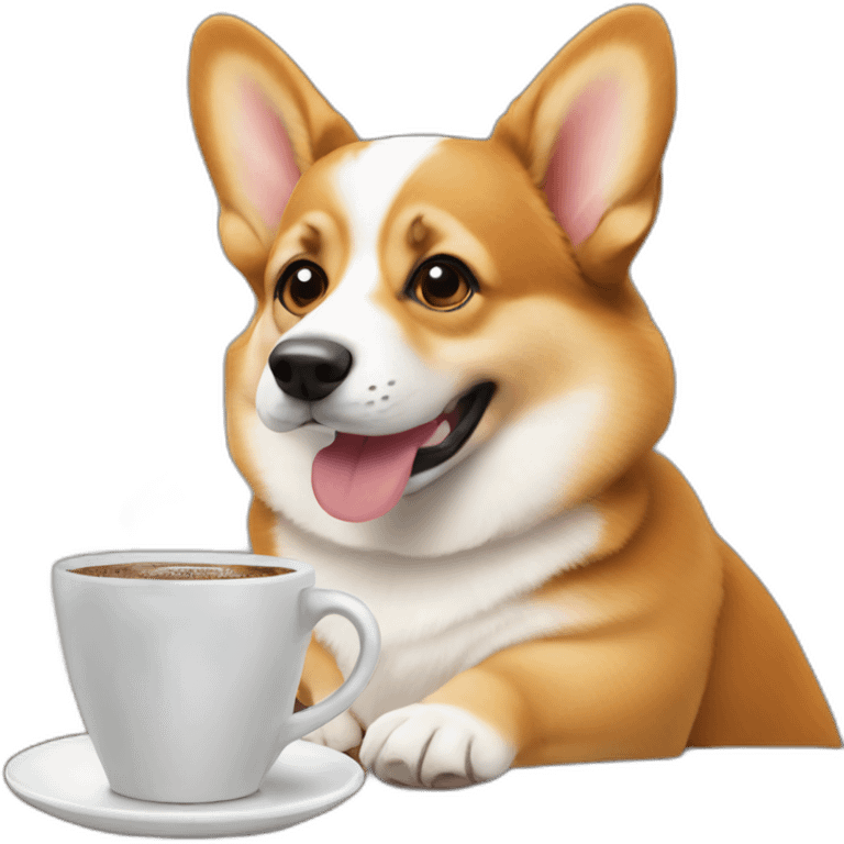 corgi drinking coffee emoji