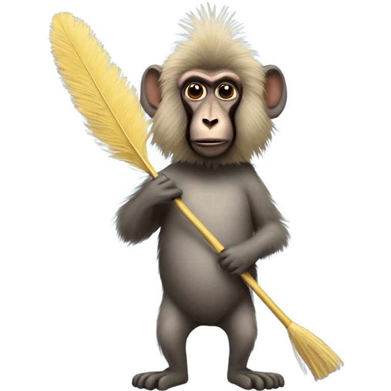 Baboon with feather duster emoji