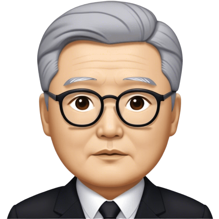 Grey haired Kim il sung wearing black emoji