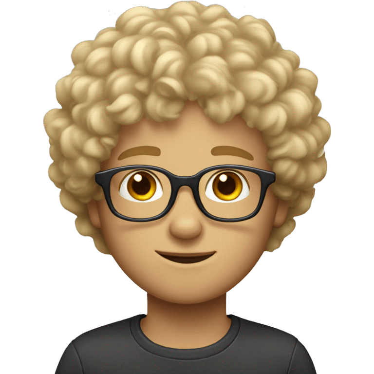 Blonde boy with curly fluffy hair, glasses and hazel eyes emoji