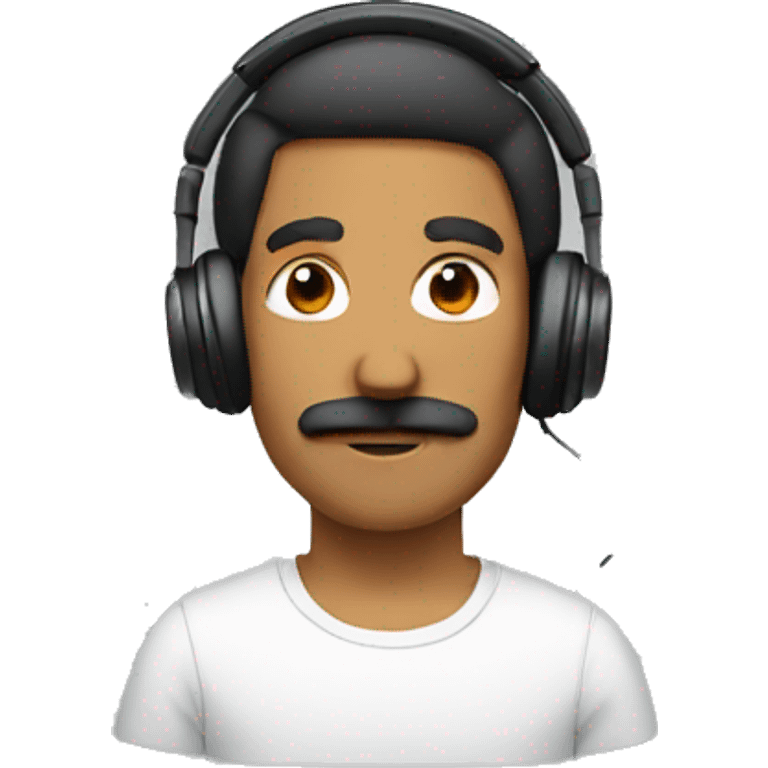 Make a brown man with mustache and with headphones  emoji