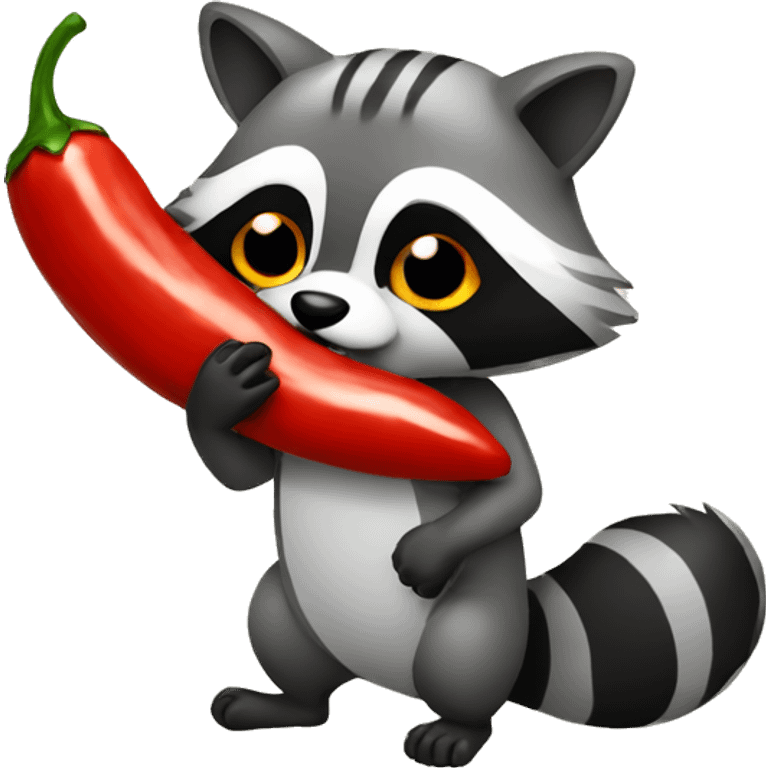 raccoon eating chili pepper emoji