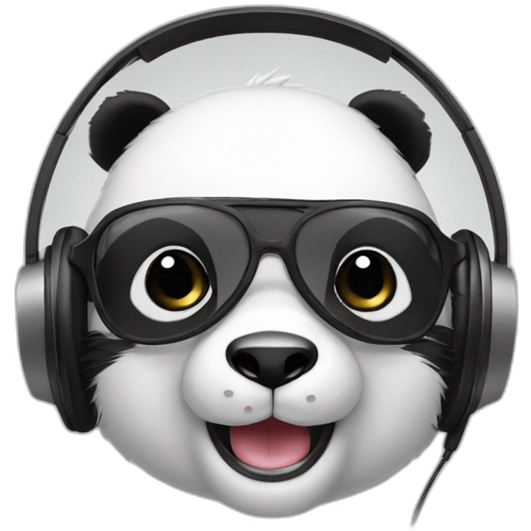 cute panda with headphones emoji