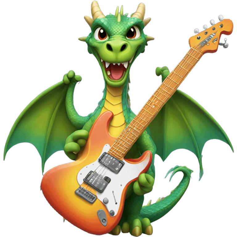 Dragon with electric guitar emoji