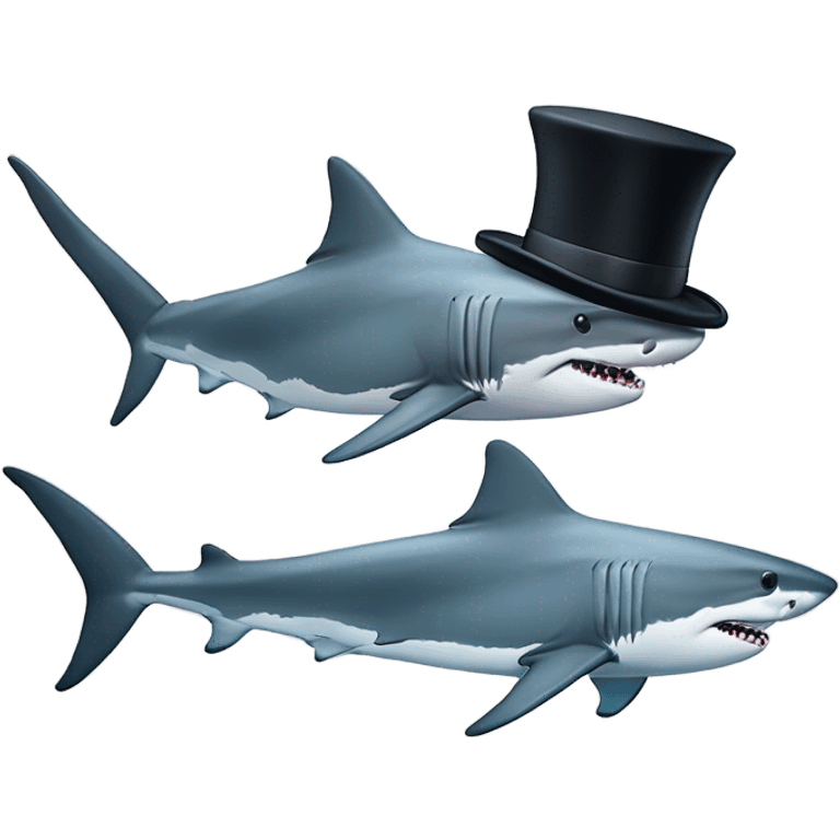 Great white shark with a top hat and a monocle ￼ emoji