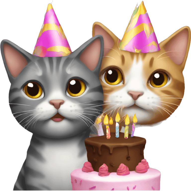 3 cats at a birthday party emoji