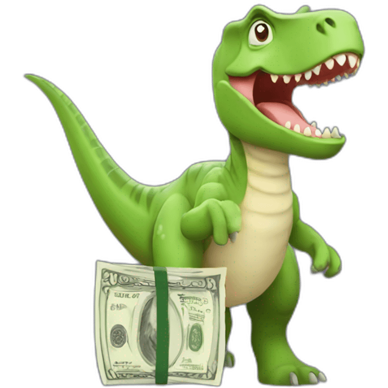 Dino with money in hand emoji