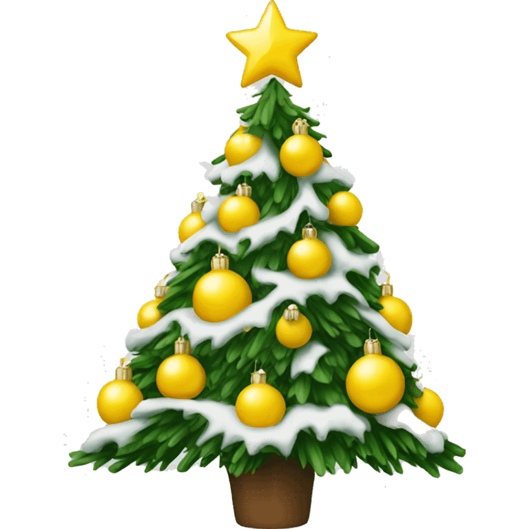 White Christmas tree yellow ornaments emoji