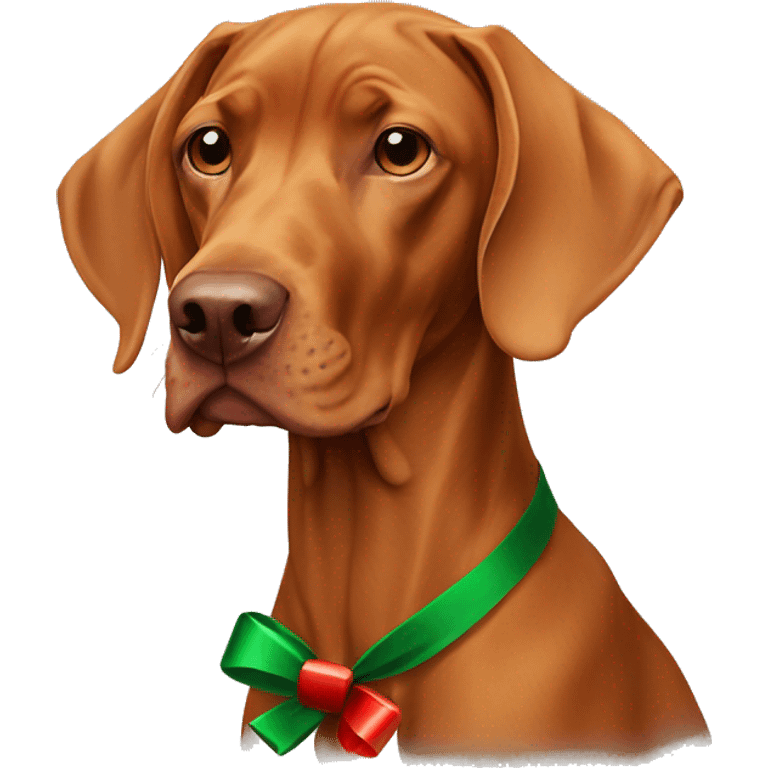 Magyar vizsla with a Christmas bow emoji