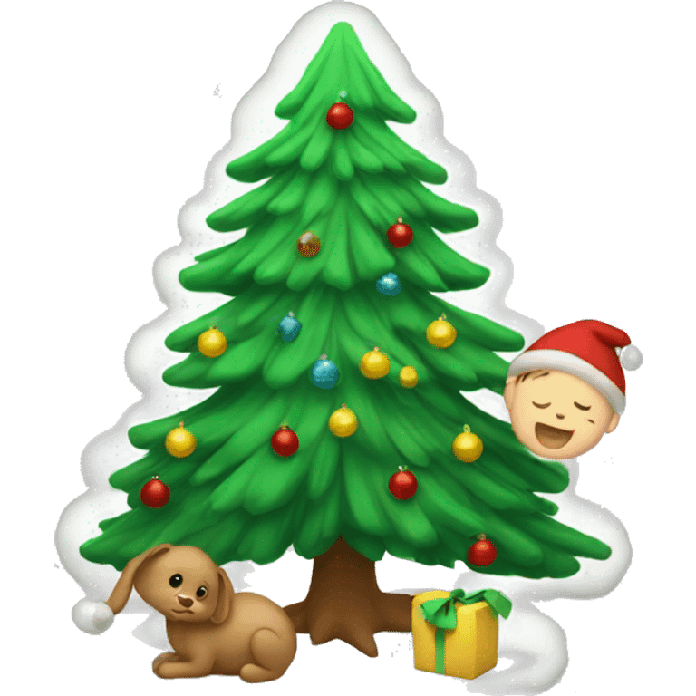 Baby and Xsmas tree emoji