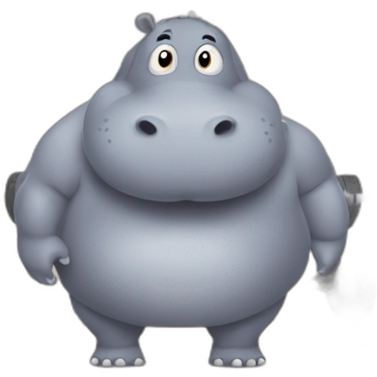 Hippo gym, fill the entire picture, no edges emoji