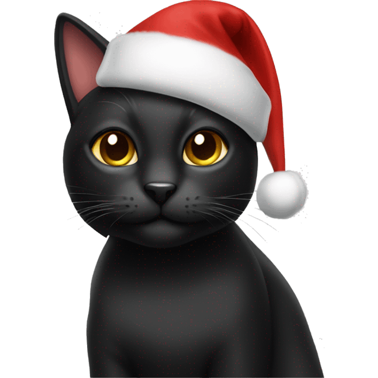 Black cat wearing a Santa hat emoji