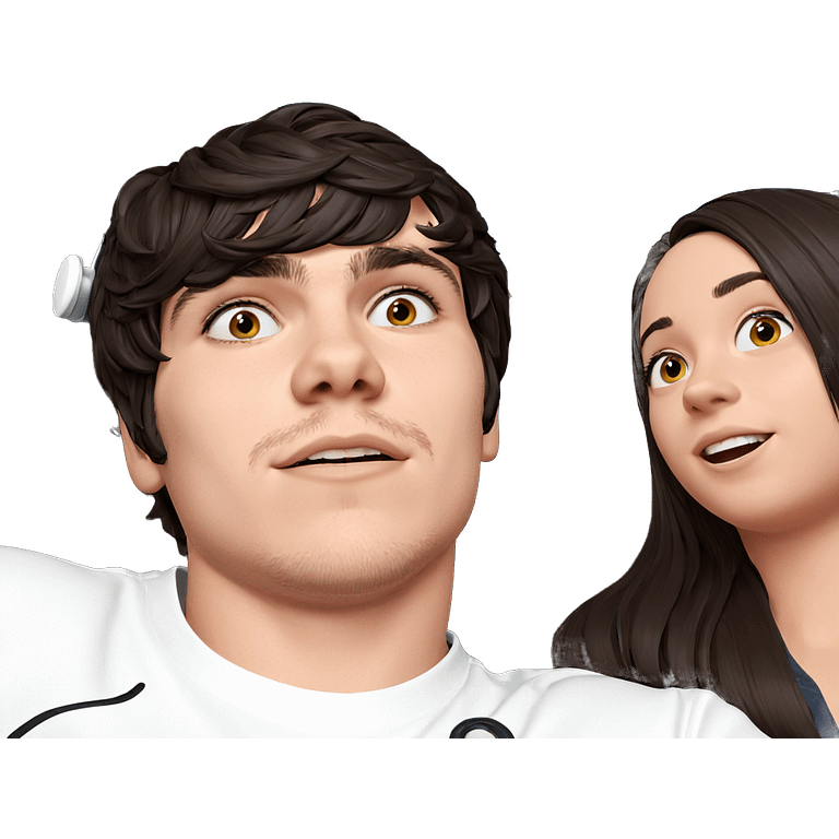 girl and boy with earphones emoji