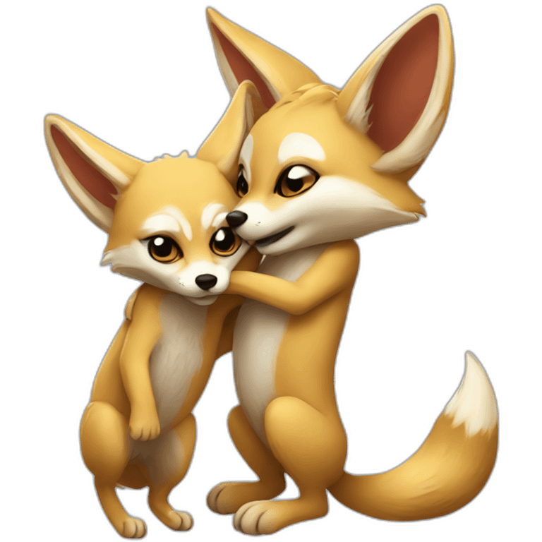 Jackal hug fennec fox emoji