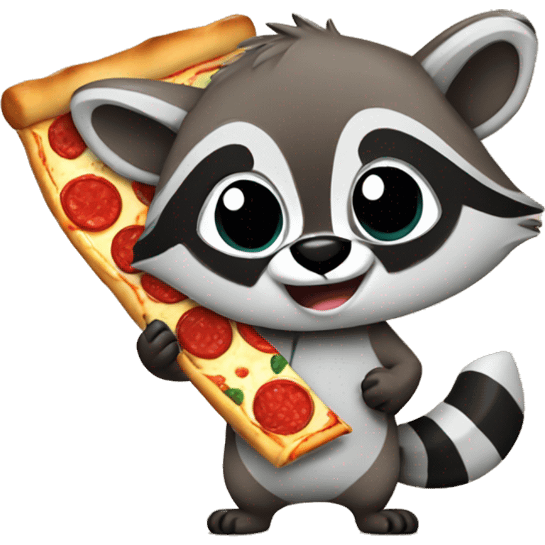 Raccoon holding pizza emoji